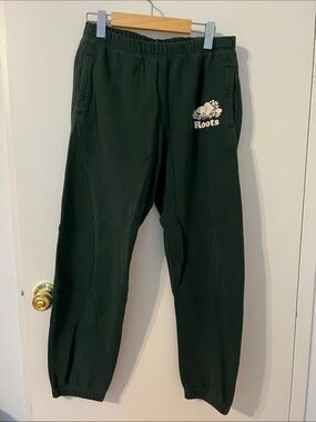 Roots Forest Green Sweatpants with White Logo